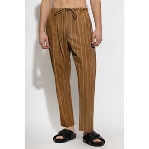 Nick Fouquet Pinstripe Trouser Pants Brown Casual Drawstring Size 48